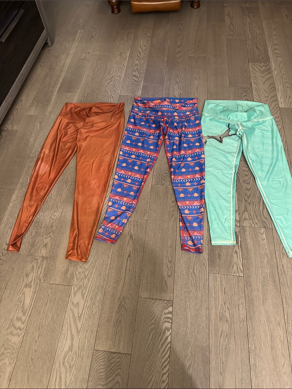 teeki Mint, Orange & Blue Pattern Kids Leggings Trio